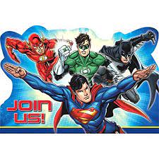 Justice League Postcard Invitations 8ct