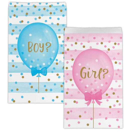 Gender Reveal Balloons Paper Favor Bags 10ct