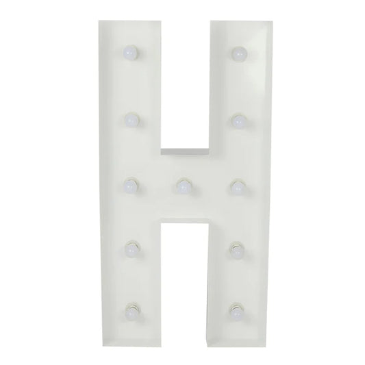 Marquee 4ft Tall Metal H Letter With White Lights