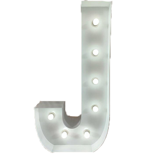 Marquee 4ft Tall Metal J Letter With White Lights
