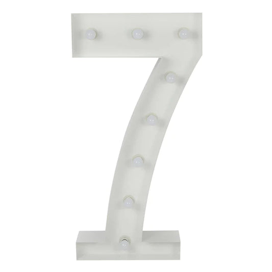 Marquee 4ft Metal Number 7 With White Lights