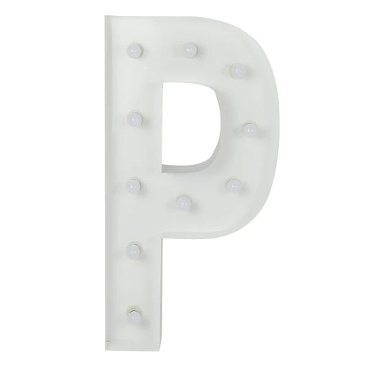 Marquee 4ft Tall Metal P Letter With White Lights