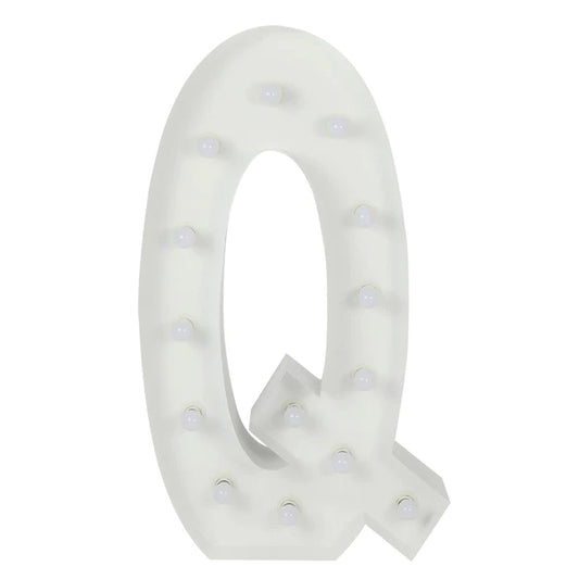 Marquee 4ft Tall Metal Q Letter With White Lights