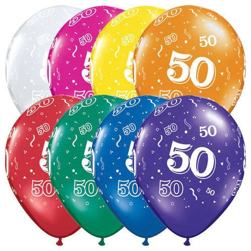 Qualatex 11" 50th Milestone Latex Balloon 50ct