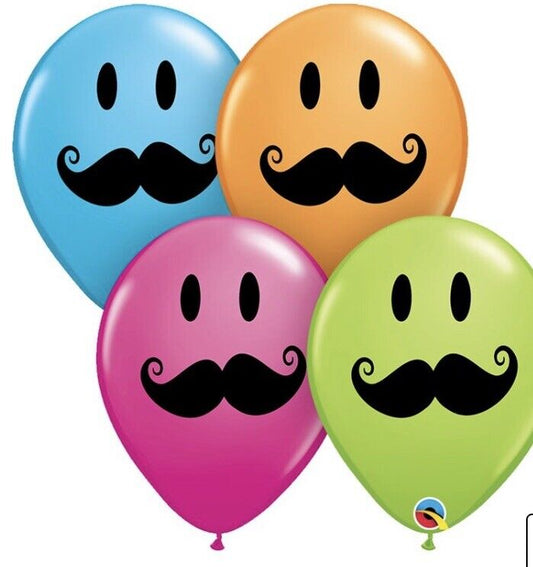 Qualatex 11" Smiley Face Mustache Balloon 50ct