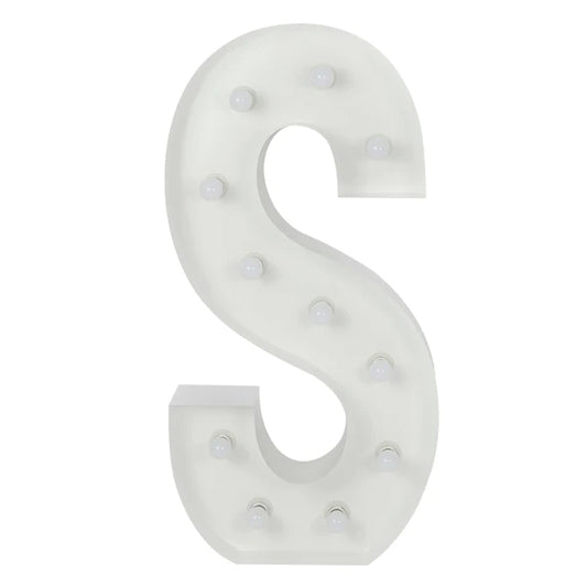 Marquee 4ft Tall Metal S Letter With White Lights
