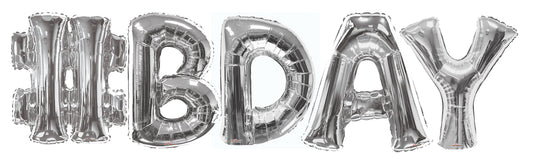 ConverUSA 34" Silver #BDAY Balloon Banner 5pc