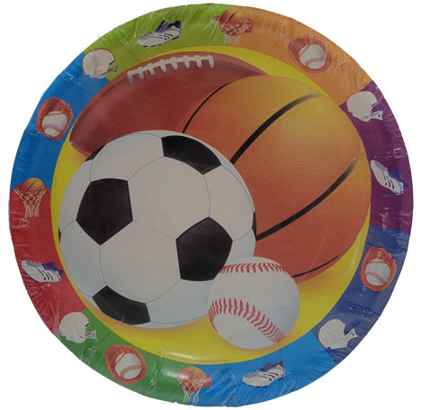 Sports 7in Paper Plates 8ct