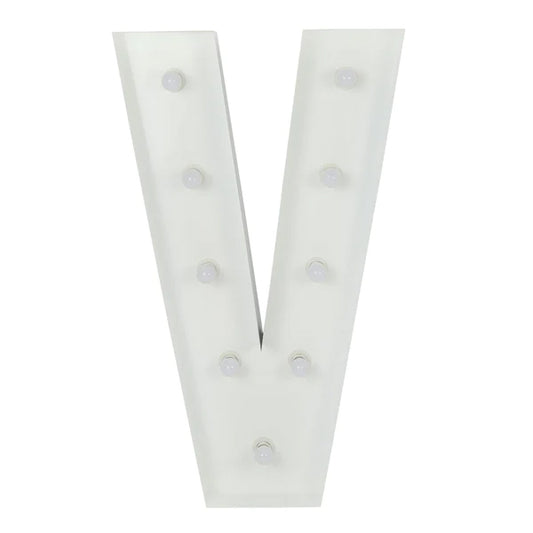 Marquee 4ft Tall Metal V Letter With White Lights
