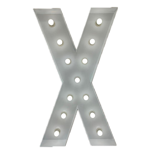Marquee 4ft Tall Metal X Letter With White Lights