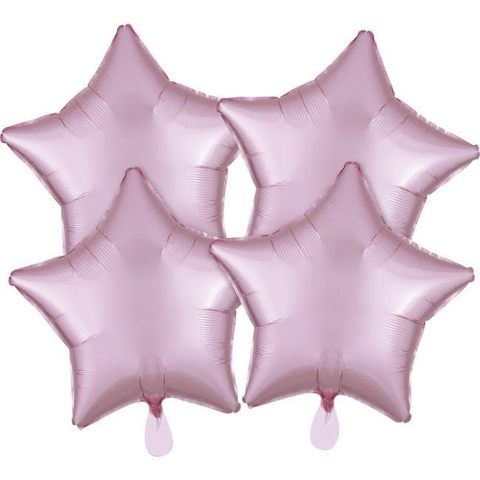Anagram 19" Satin Luxe Pastel Pink Star Balloons 4ct