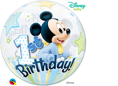 Qualatex 22" Mickey Mouse 1st Birthday Bubble Balloon