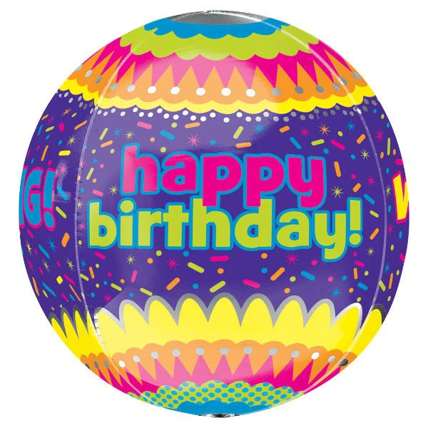 Anagram 15" Happy Birthday Confetti Orbz Balloon