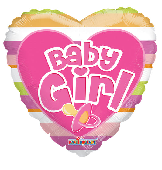Conver USA 18" Baby Girl Stirp Heart Balloon