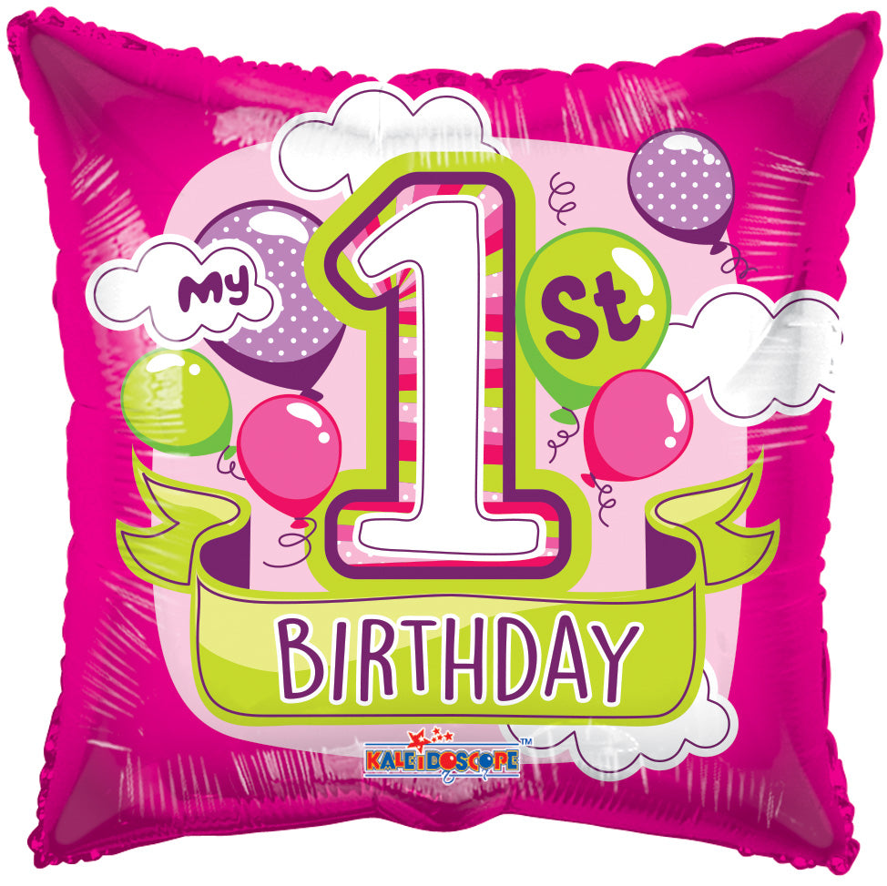 Conver USA 18" My 1st Birthday Pink Gellibean Balloon