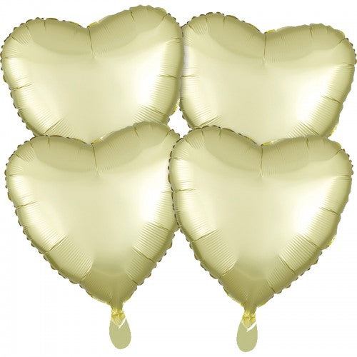 Anagram 17" Satin Luxe Pastel Yellow Heart Balloons 4ct