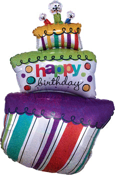 Anagram 37" Funky Birthday Cake Foil Balloon
