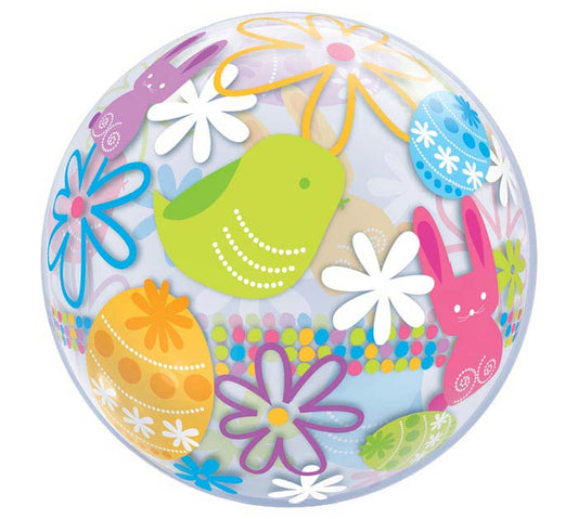 Qualatex 22" Spring Bunnies & Flowers Bubble Balloon
