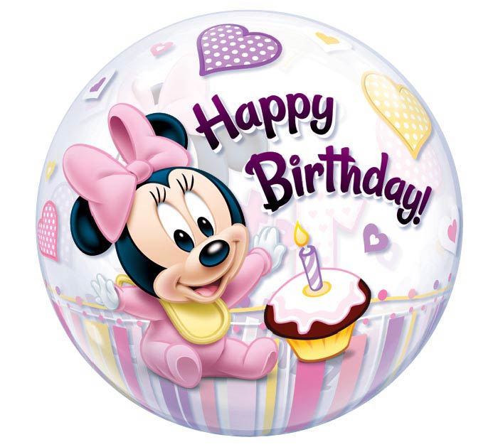 Qualatex 22" Minnie Mouse 1st Birthday Bubble Balloon