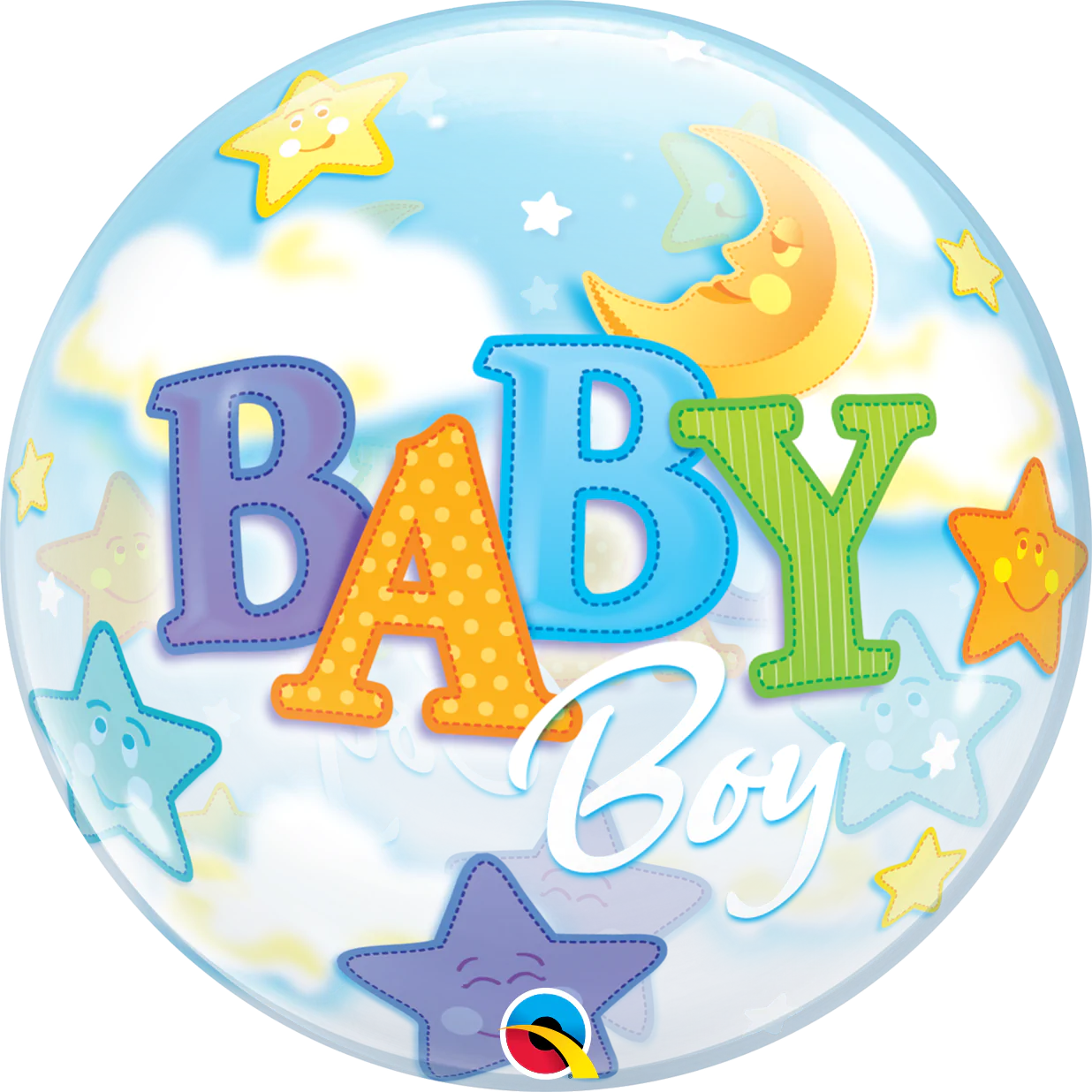 Qualatex 22" Baby Boy Moon Bubble balloon