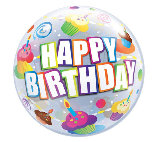 Qualatex 22" Happy Birthday Cupcake Bubble Balloon