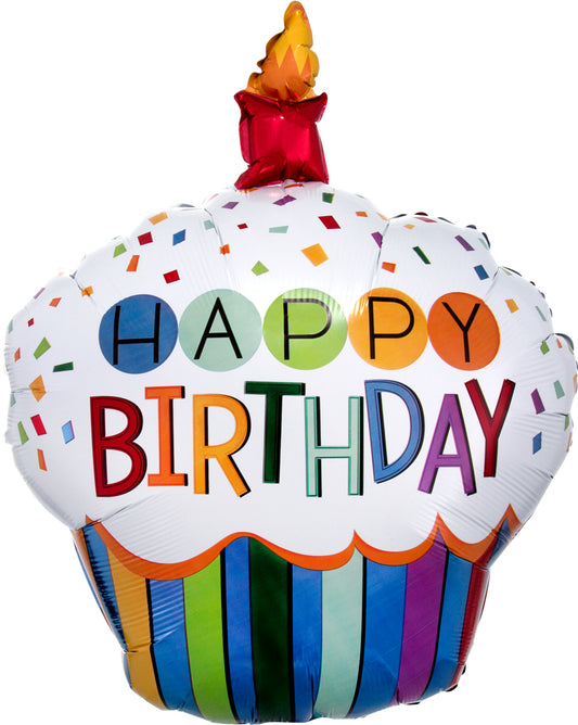 Anagram 36" Rainbow Birthday Cupcake Foil Balloons
