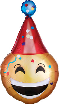 Anagram 39" Birthday Emoticon with Hat Balloon