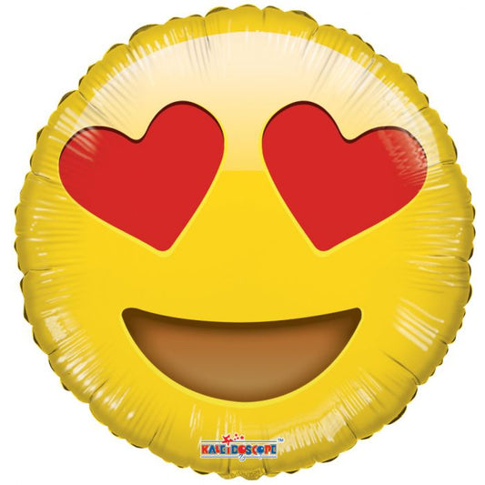 Conver USA 18" Heart Eyes Emoji Yellow Balloon