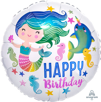 Angram 18" Colorful Mermaid Happy Birthday