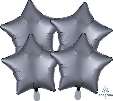 Anagram 19" Stain Luxe Graphite Star Balloons 4ct