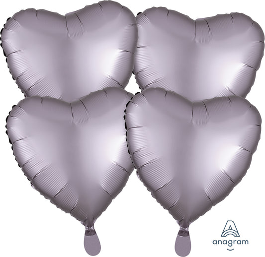 Anagram 17" Satin Luxe Greige Heart Balloons 4ct