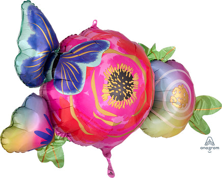 Anagram 37" Satin Butterfly & Flowers Balloon