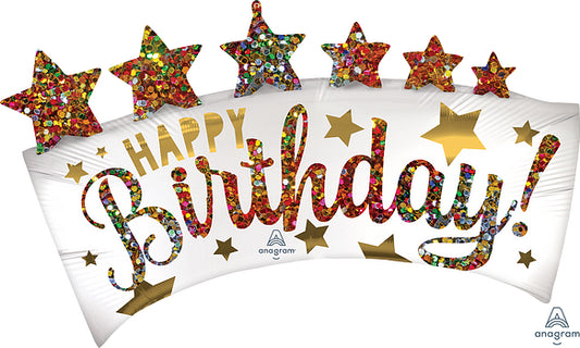 Anagram 34"Happy Birthday Glitter Banner Foil Balloon