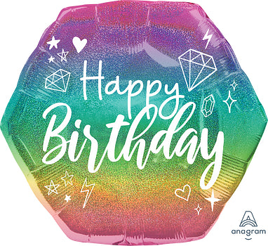 Anagram 23" Sparkle Happy Birthday Foil Balloon