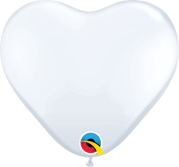 Qualatex 11" White Heart Latex Balloon 100ct