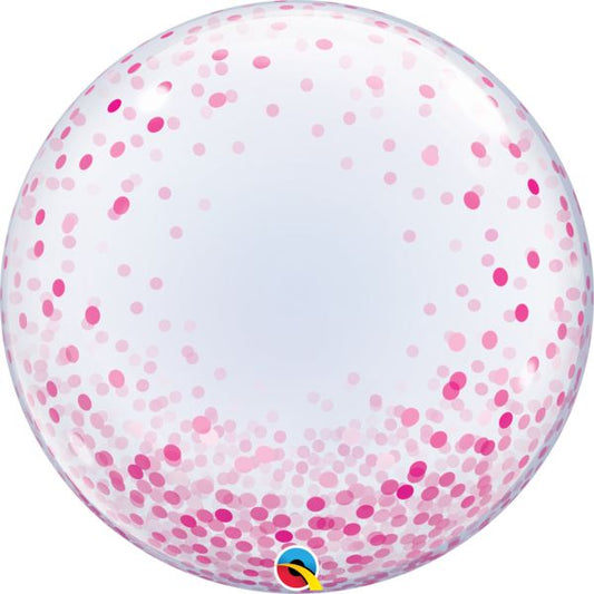 Qualatex 24" Pink Confetti Dots Bubble Balloon