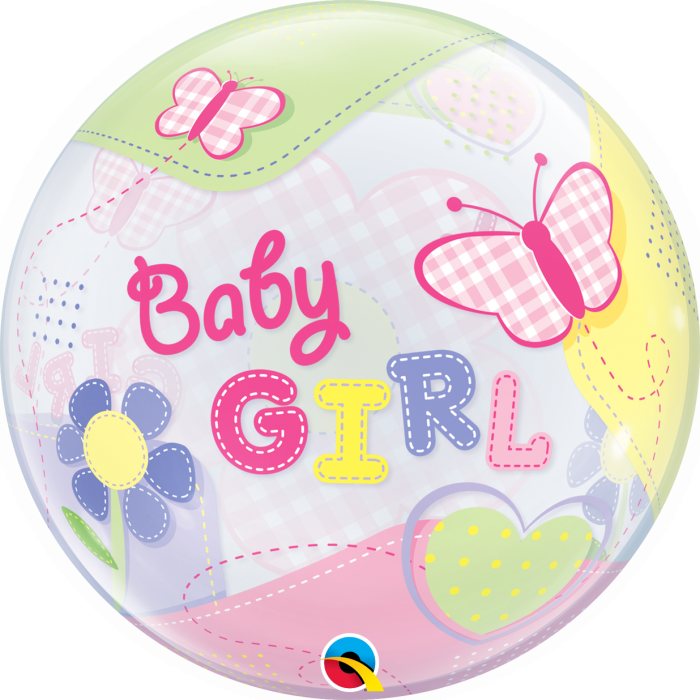 Qualatex 22" Baby Girl Butterflies Bubble Balloon
