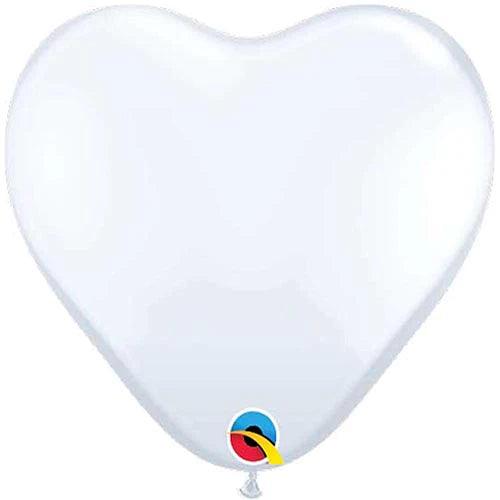 Qualatex 6" White Heart Latex Balloon 100ct