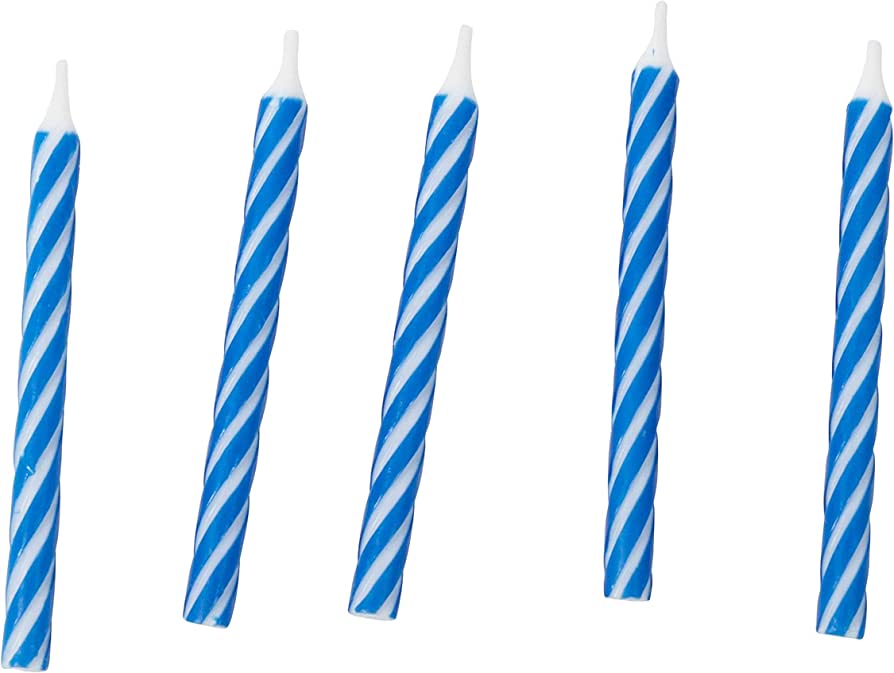 Winner Party White Blue Spiral Candles 24pc