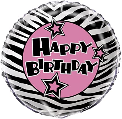 Unique 18" Zebra Passion Happy Birthday Balloon