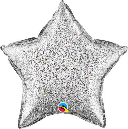 Qualatex 20" Silver Glitter Star Balloon