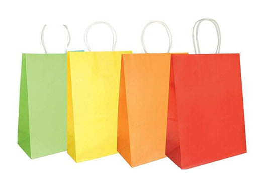 Assorted Small Kraft Paper Bags 12ct Lime Green/Yellow/Orange/Light Red