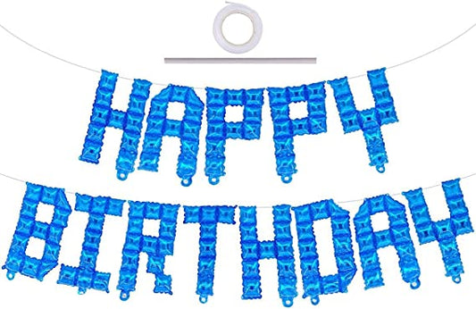 Happy Birthday 16" Blue Lego Foil Banner