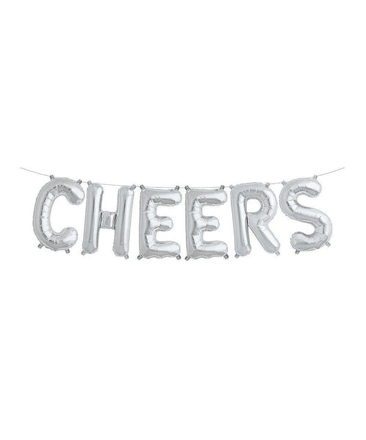 16" Silver Cheers Sign Balloons