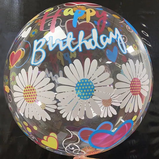 Winner Party 20" Happy Birthday Flower Bubble Balloon