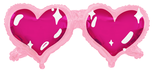 Tuftex 36" Love at First Sight Pink Heart Glasses Foil Balloon