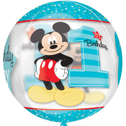Anagram 16" 1st Birthday Micky Mouse Orbz Clear Balloon