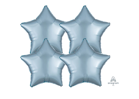 Anagram 19" Satin Luxe Pastel Blue Star Balloons 4ct