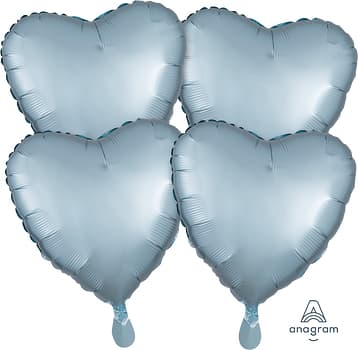 Anagram 17" Satin Luxe Pastel Blue Heart Balloons 4ct
