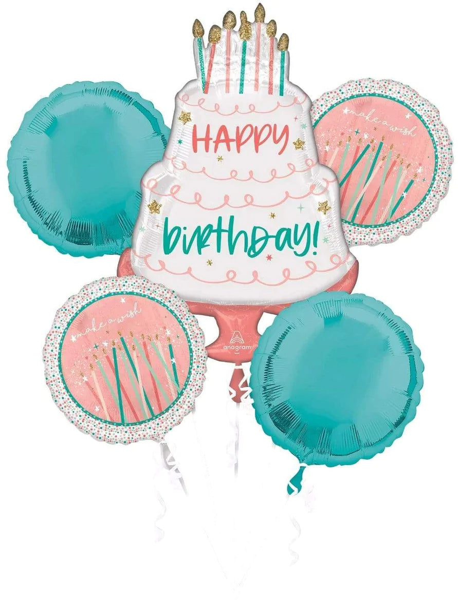 Anagram Happy Birthday Cake 5ct Balloon Bouquet